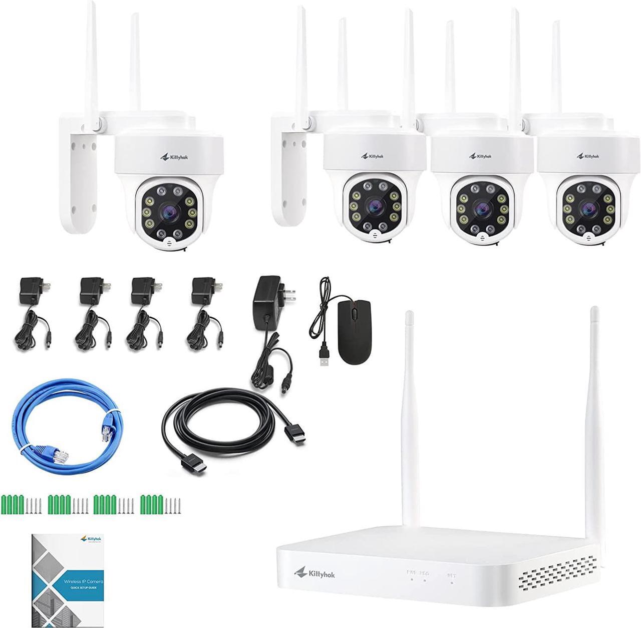 Alt view image 7 of 7 - Kittyhok PTZ Wireless Security Camera System | 4pcs Ultra 2K Wireless Outdoor Security Camera with 360° View, auto Tracking, Human Detection, and Spotlight | 8CH NVR with 500GB HDD for 24-7 Recording