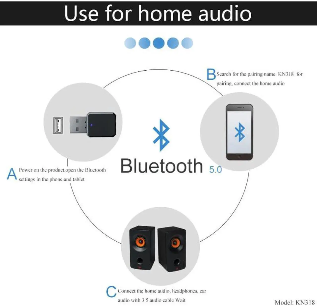 Alt view image 2 of 6 - Bluetooth 5.1 USB Adapter Transmitter Bluetooth Receiver Audio Dongle Bluetooth Wireless USB Adapter For Computer PC Laptop