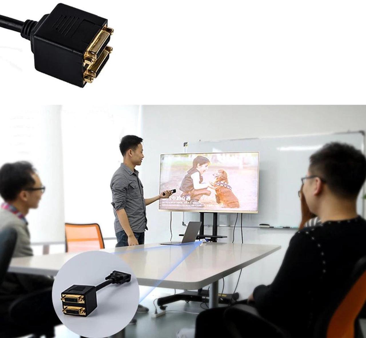 Alt view image 3 of 9 - DVI Splitter Adapter DVI-D Male to Dual 2 DVI-I Female Video Y Splitter Cable Adapter Cable