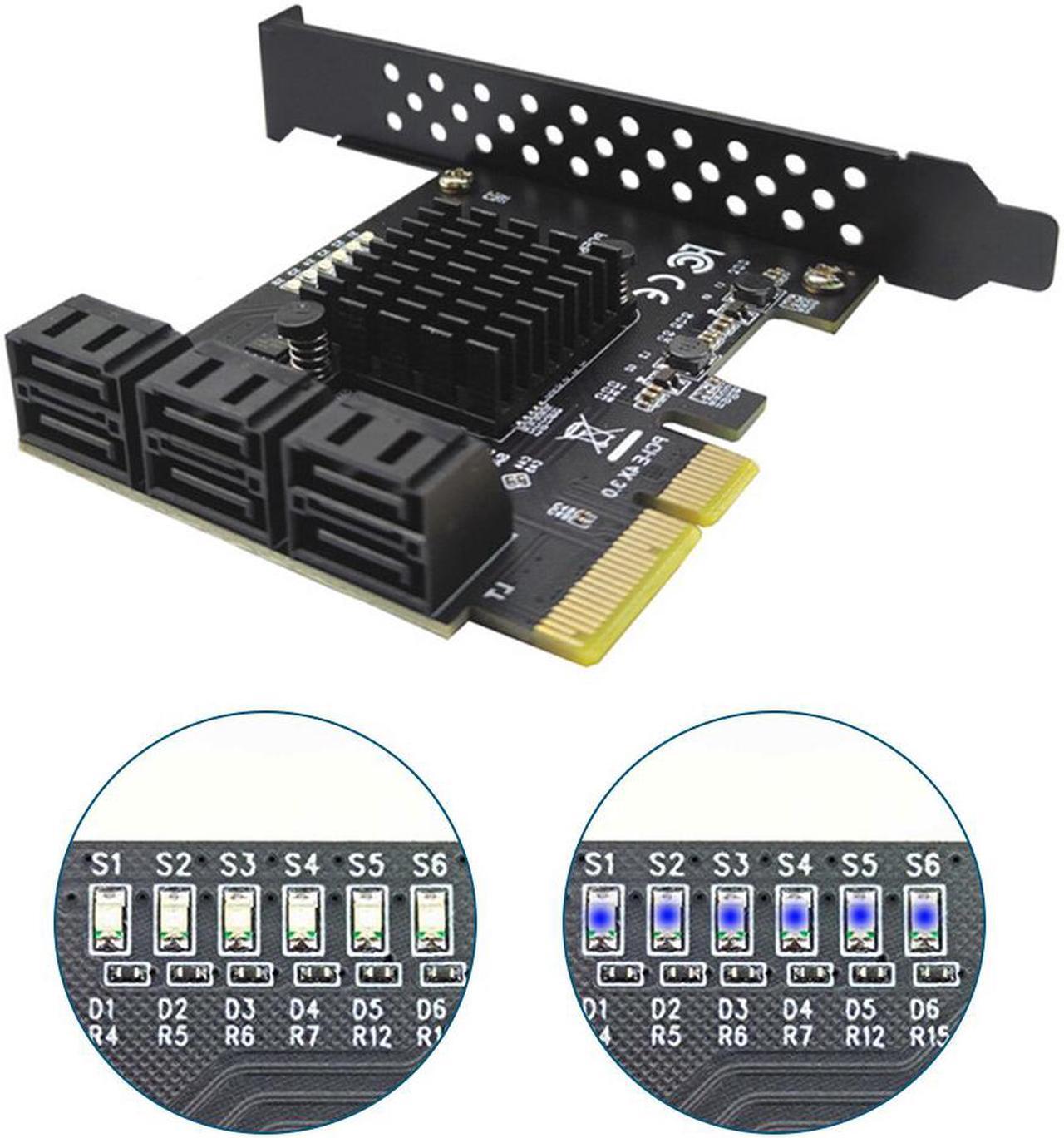 Alt view image 5 of 6 - SATA PCI e Adapter 6 Port SATA 3.0 to PCI Express x4 Expansion Card SATA III PCIe PCI Express Controller for HDD ASMedia ASM1166