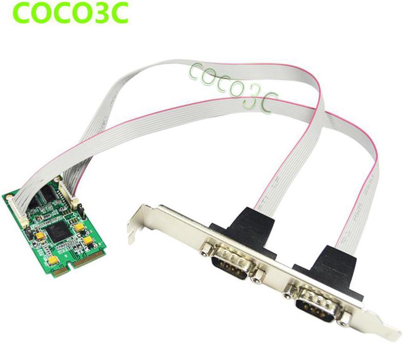 Mini PCIe To 2 RS-232 Ports adapter for Mini ITX motherboard Mini PCI express 2 Serial DB9 Ports Controller Card