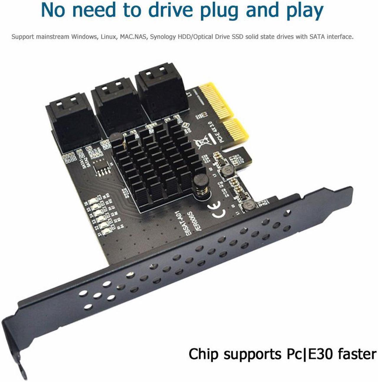 Alt view image 4 of 6 - SATA PCI e Adapter 6 Port SATA 3.0 to PCI Express x4 Expansion Card SATA III PCIe PCI Express Controller for HDD ASMedia ASM1166