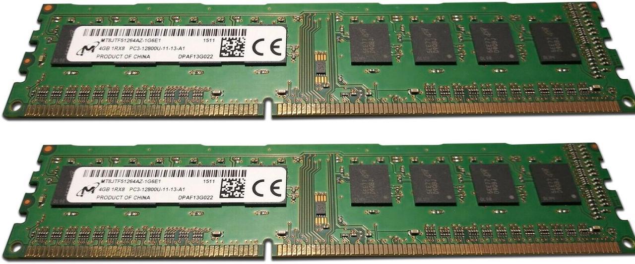 Micron 8GB (2X4GB) MT8JTF51264AZ-1G6E1 1RX8 PC3-12800U-11-11-A1 UDIMM DDR3-1600 Desktop Memory RAM  1.5V