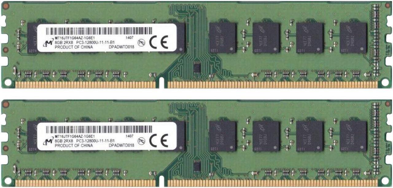 Micron 16 GB (2 x 8 GB) DDR3-1600 PC3-12800 1.5V MT16JTF1G64AZ-1G6E1 Desktop PC Ram Memory