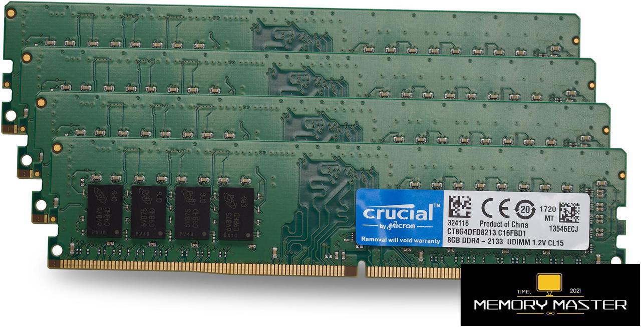 Crucial 32GB(8GB x4) DDR4 2133mhz CT8G4DFD8213.C16FBD1 UDIMM 1.2V CL15 Desktop Memory RAM