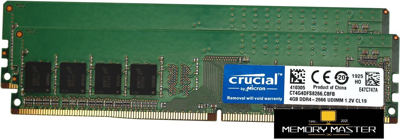 Crucial CT4G4DFS8266.C8FB 8GB(2X4GB) DDR4 2666 CP4-21300 Unbuffered UDIMM Desktop Memory