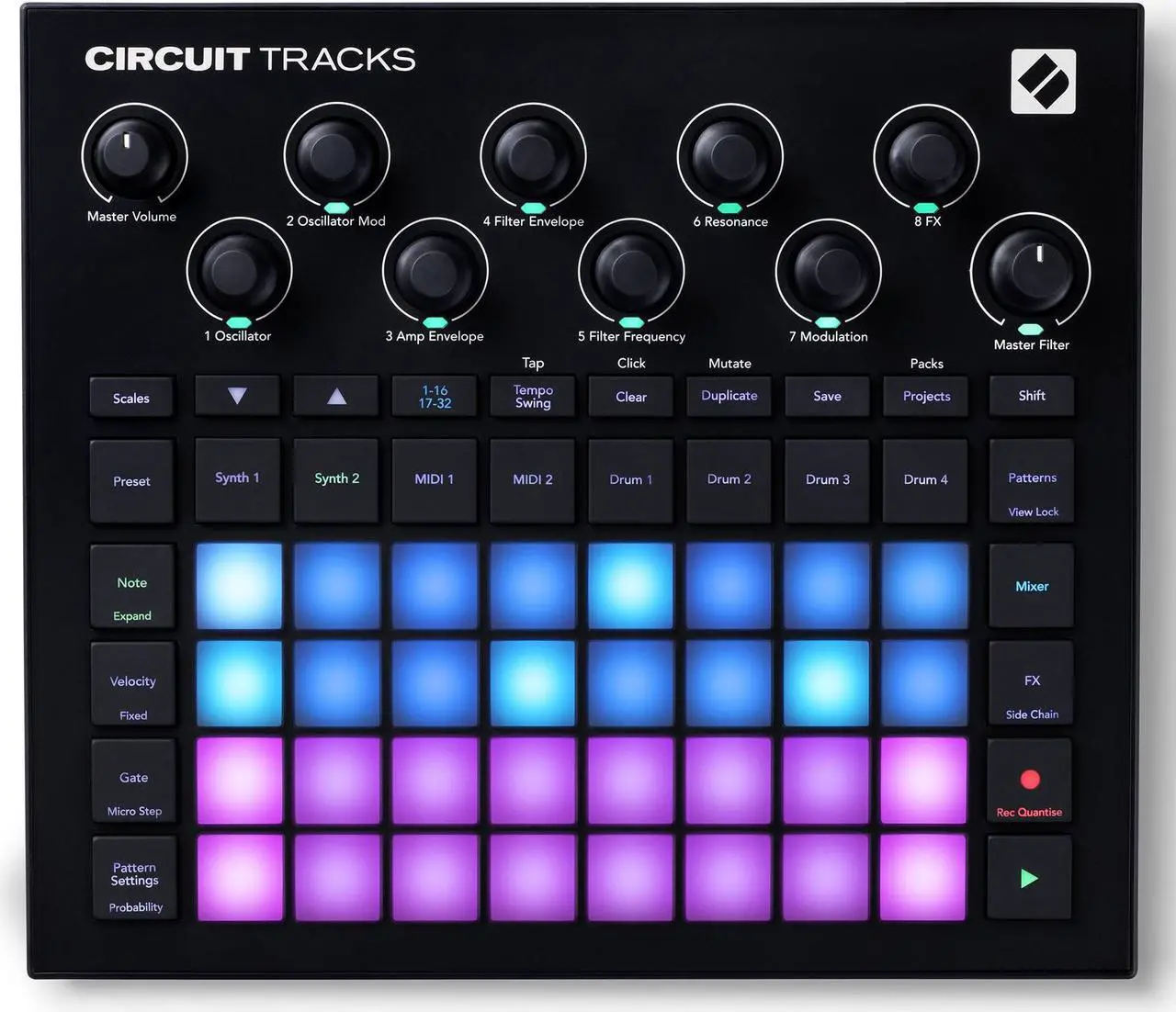 Alt view image 10 of 20 - Novation Circuit Tracks - Standalone Groovebox with Synths, Drums and Sequencer