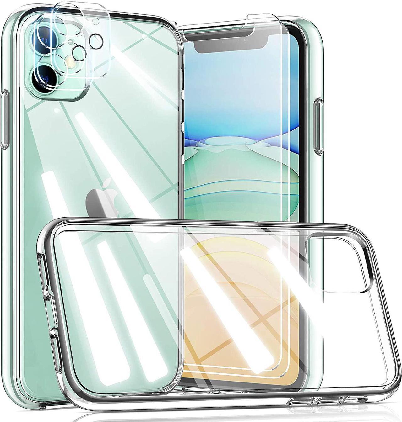 TOCOL [5 in 1] for iPhone 11 Case 6.1'', with 2 Pack Screen Protector + 2 Pack Camera Lens Protector, iPhone 11 Clear Case [Yellowing-Proof] [Military Grade Drop Protection]