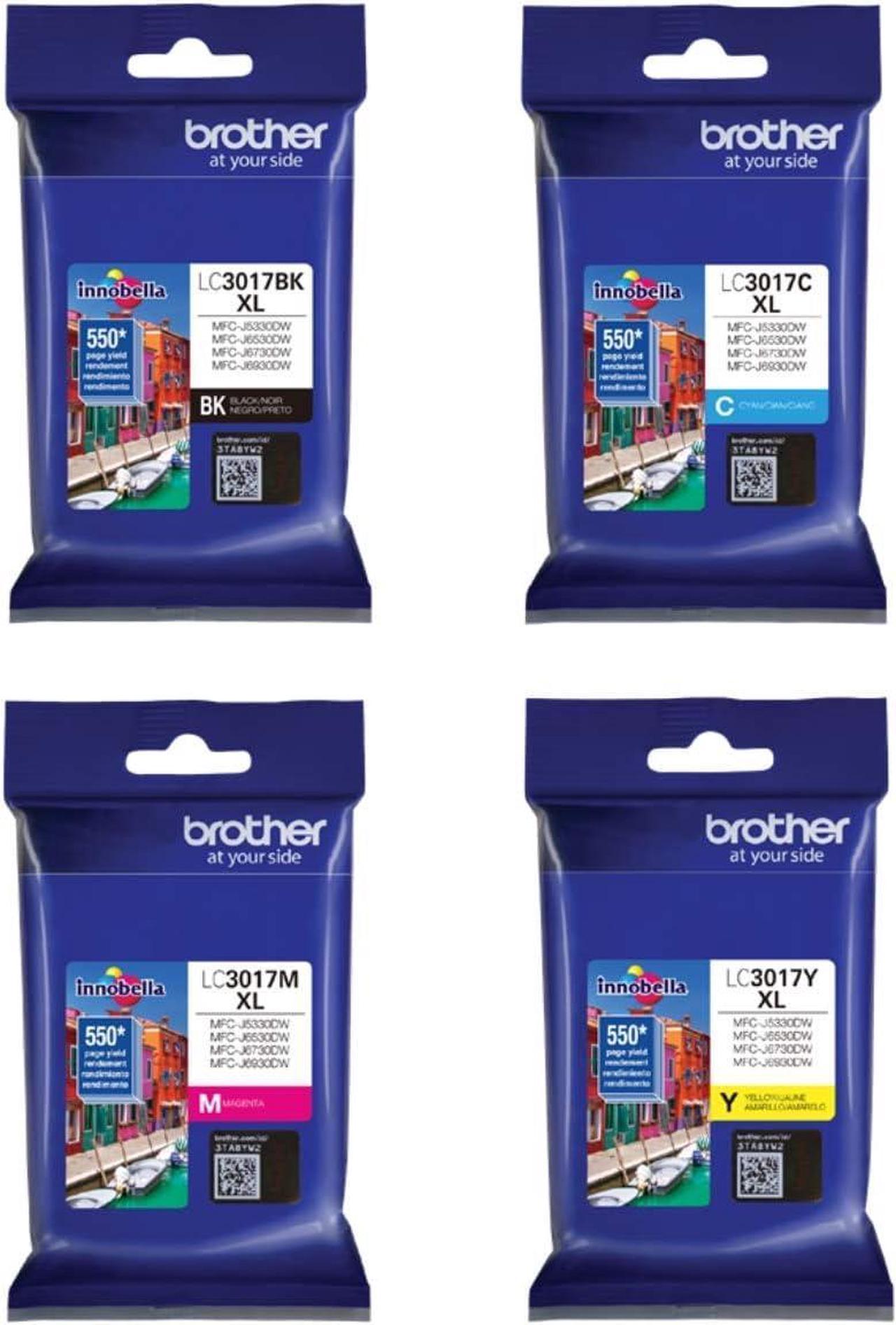 Brother Genuine LC3017 (LC-3017) (BK/C/M/Y) High Yield Color Ink 4-Pack (Includes 1 Each LC3017BK, LC3017C, LC3017M, LC3017Y)