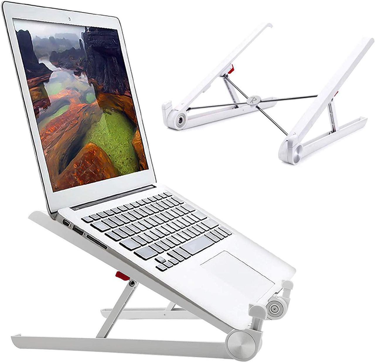 RioRand Portable Laptop Desk Stand Foldable, Ergonomic Computer Stand Cooling Pad, Ventilated Laptop Riser Compatible with MacBook Pro Air, Notebook, Lenovo, Dell, More 10-16 Laptops