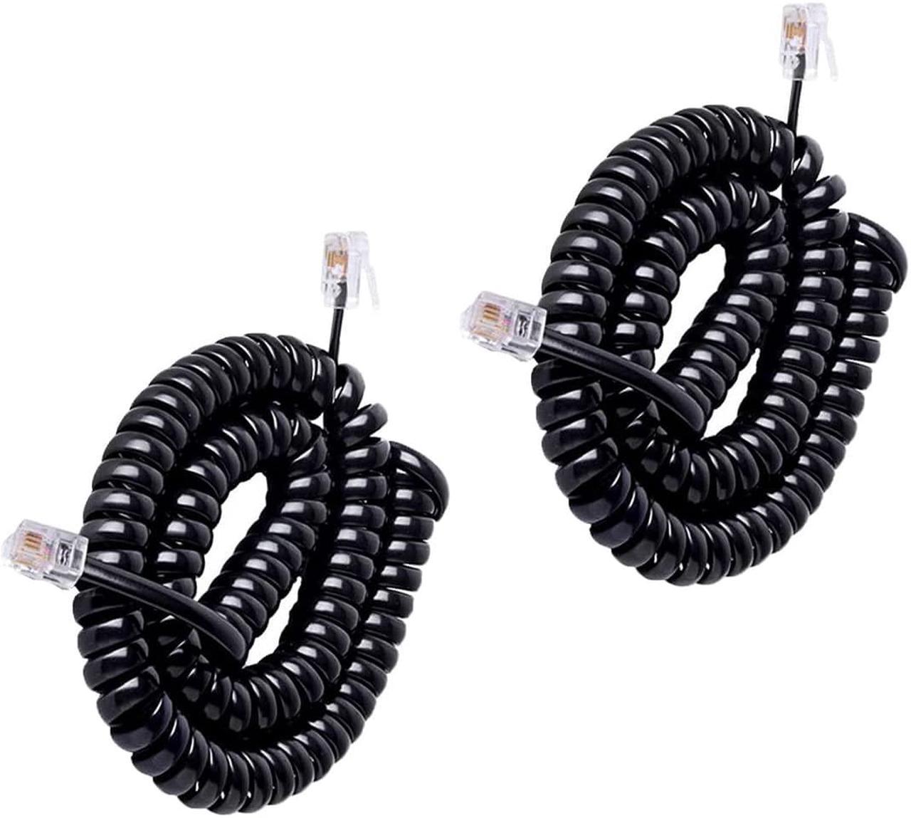 Telephone Cord 2pcs, Phone Cord, Handset Cable Cord, Landline Phone Handset Cable Cord RJ9 4P4C 3m/10Ft (Black 2 Pack)