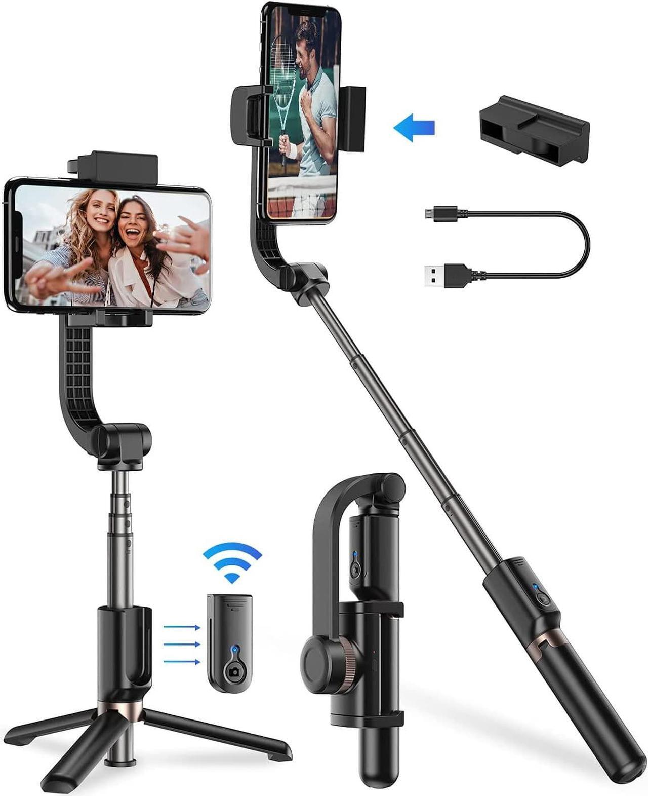 Main image of Gimbal Stabilizer For Smartphone, APEXEL 360° Rotation Auto Balance Small Portable Handhold Selfie Stick Tripod With Wireless Remote, 1-Axis Lightweight Extendable Stabilizer Gimble Iphone Phone Gopro