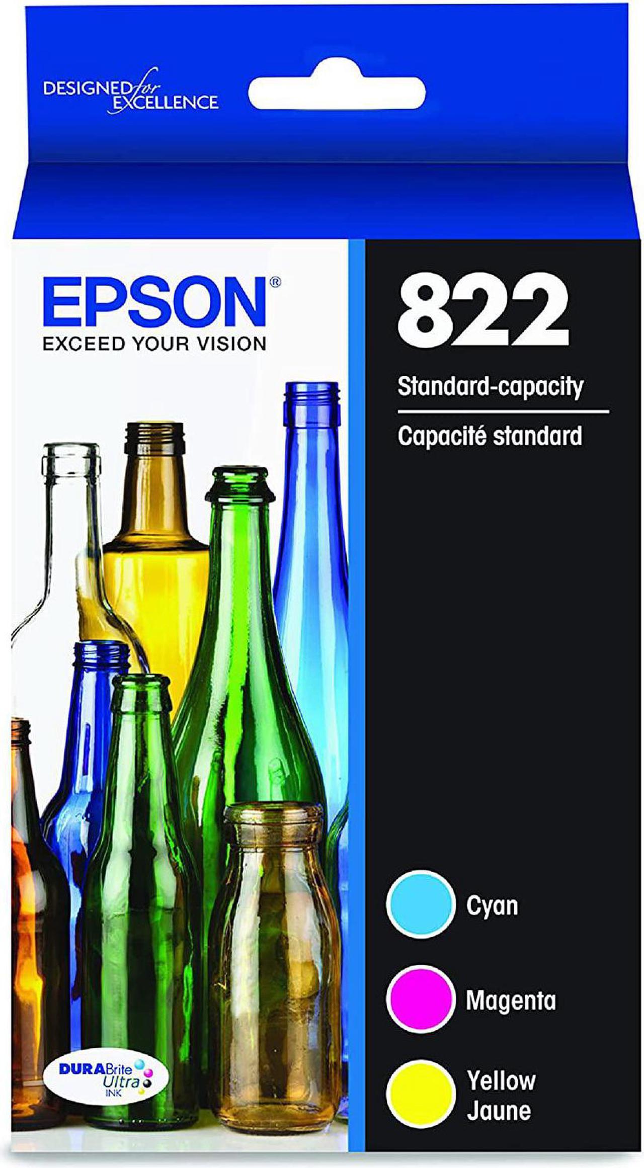 EPSON 822 DURABrite Ultra Ink Standard Capacity Black & Color Cartridge Combo Pack (T822520-S) Works with Workforce Pro WF-3820, WF-3823, WF-4820, WF-4830, WF-4833, WF-4834