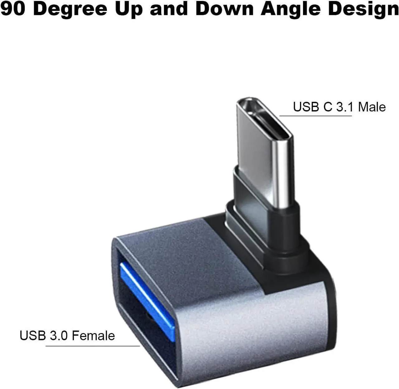 Alt view image 2 of 6 - 4 Pack USB C to USB 3.1 Adapter 90 Degree Up and Down Right Angle USB Type C Male to USB Female Converter Connector for MacBook Pro Air iPad Tablet Phone and Other Type C Devices