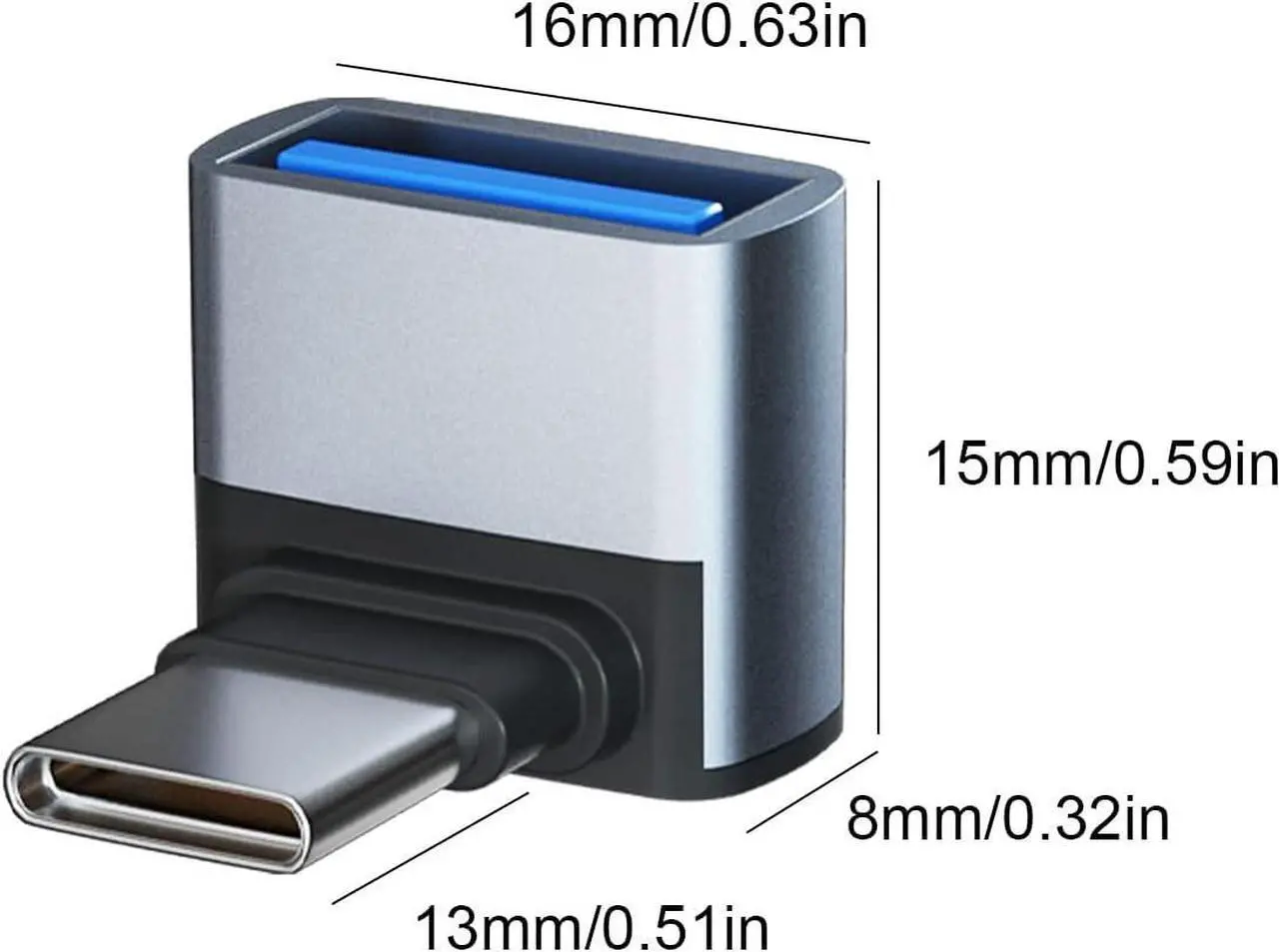 Alt view image 6 of 6 - 4 Pack USB C to USB 3.1 Adapter 90 Degree Up and Down Right Angle USB Type C Male to USB Female Converter Connector for MacBook Pro Air iPad Tablet Phone and Other Type C Devices