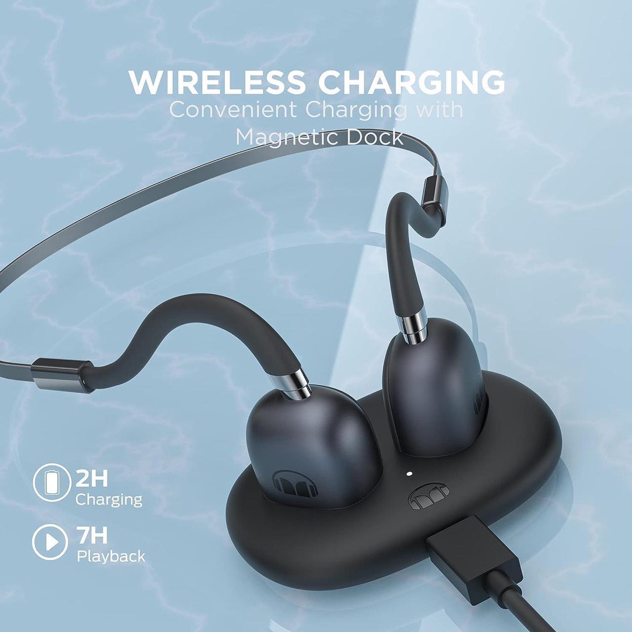 Alt view image 6 of 7 - Monster Open Ear Headphones Wireless Sport Bluetooth 5.3 with Mic, Air Conduction Earphones Around Head with Enhanced Bass, Over-Ear Headset Sweatproof for Running
