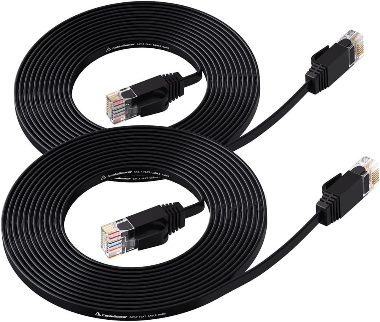 Cat 6 Ethernet Cable Black 15ft 2pack (at a Cat5e Price but Higher Bandwidth) Cat6 Flat Internet Network Cables - Ethernet Patch Cable - Short Computer LAN Cable with Snagless RJ45 Connectors