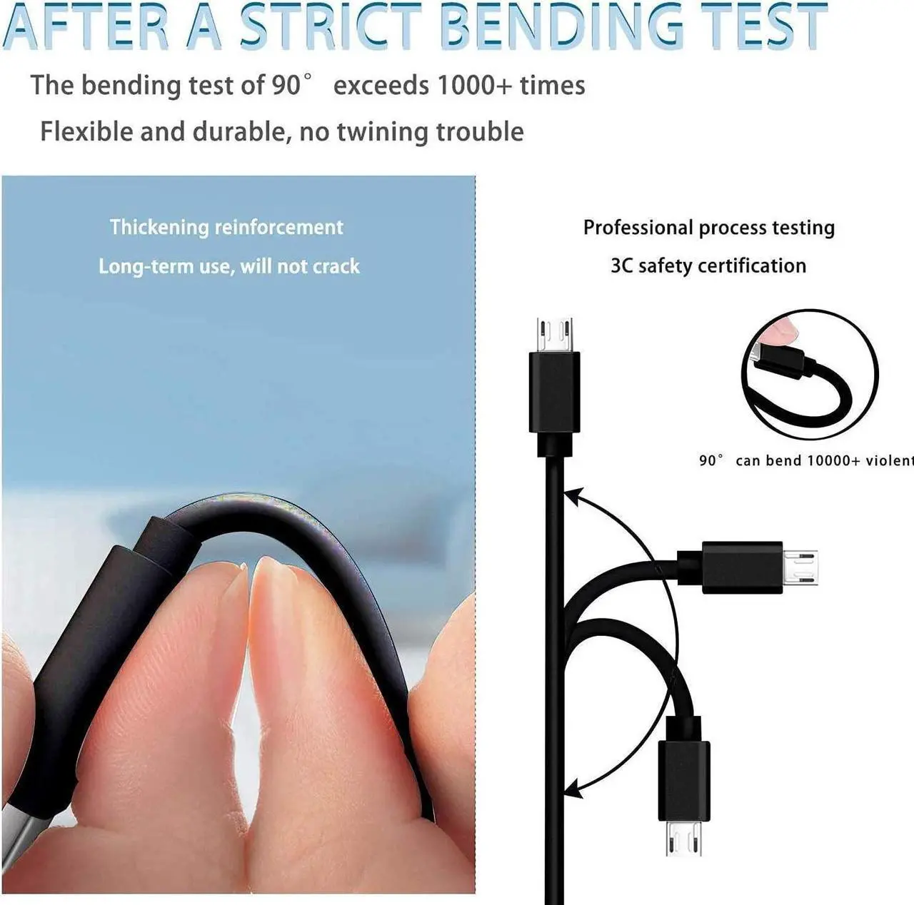 Alt view image 4 of 6 - Micro USB Fast Wall Charger Charging Cable Cord fit for Lg flip Phone, Orbic Journey V, Orbic Slim, CAT S60 S41 S42 S31 B30, Freestyle Libre Reader 2 Libre 14 Day & More Flip Cell Phone Charge