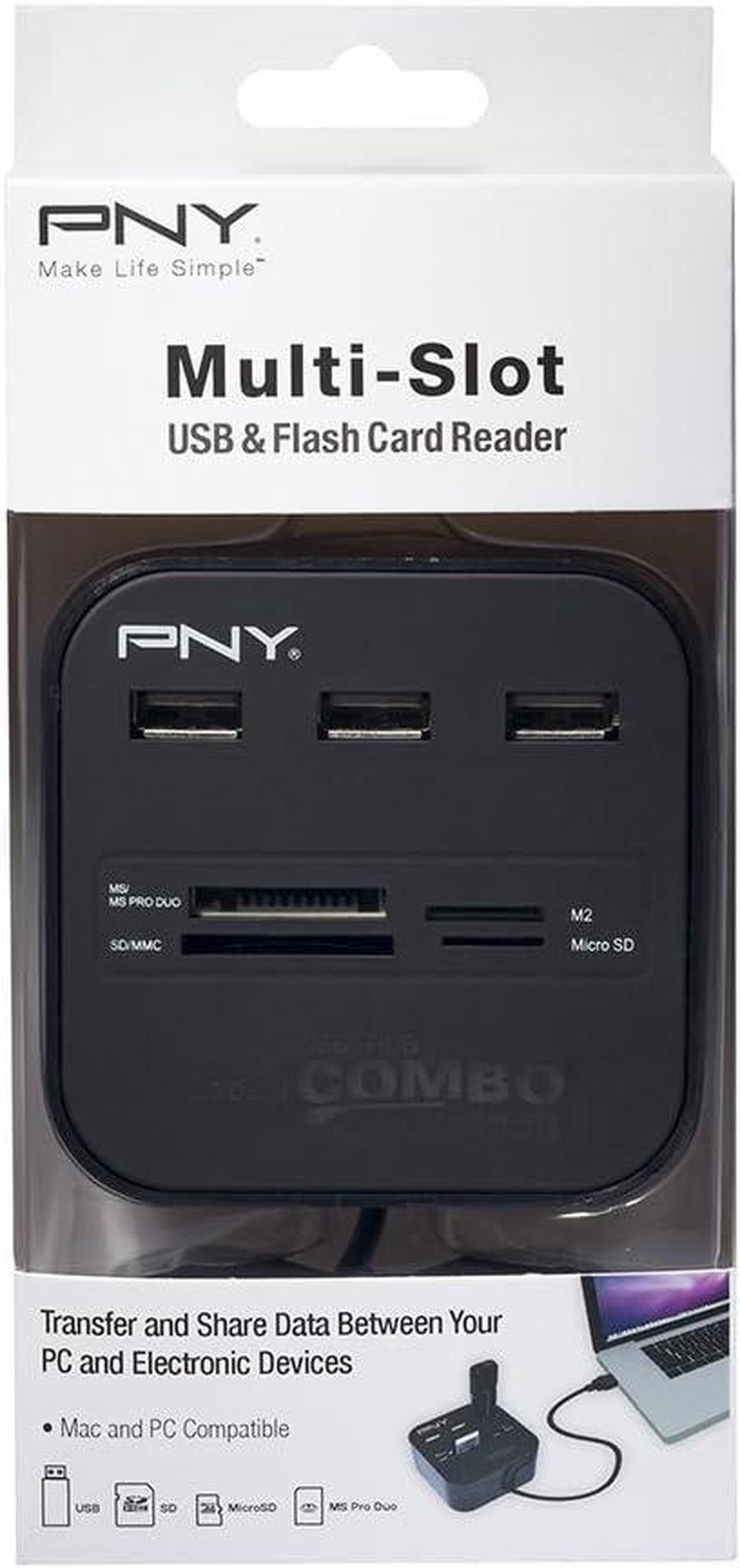 Alt view image 3 of 3 - PNY Multi-Slot USB & Flash Card Reader (P-UBSDRDR21K-RF)