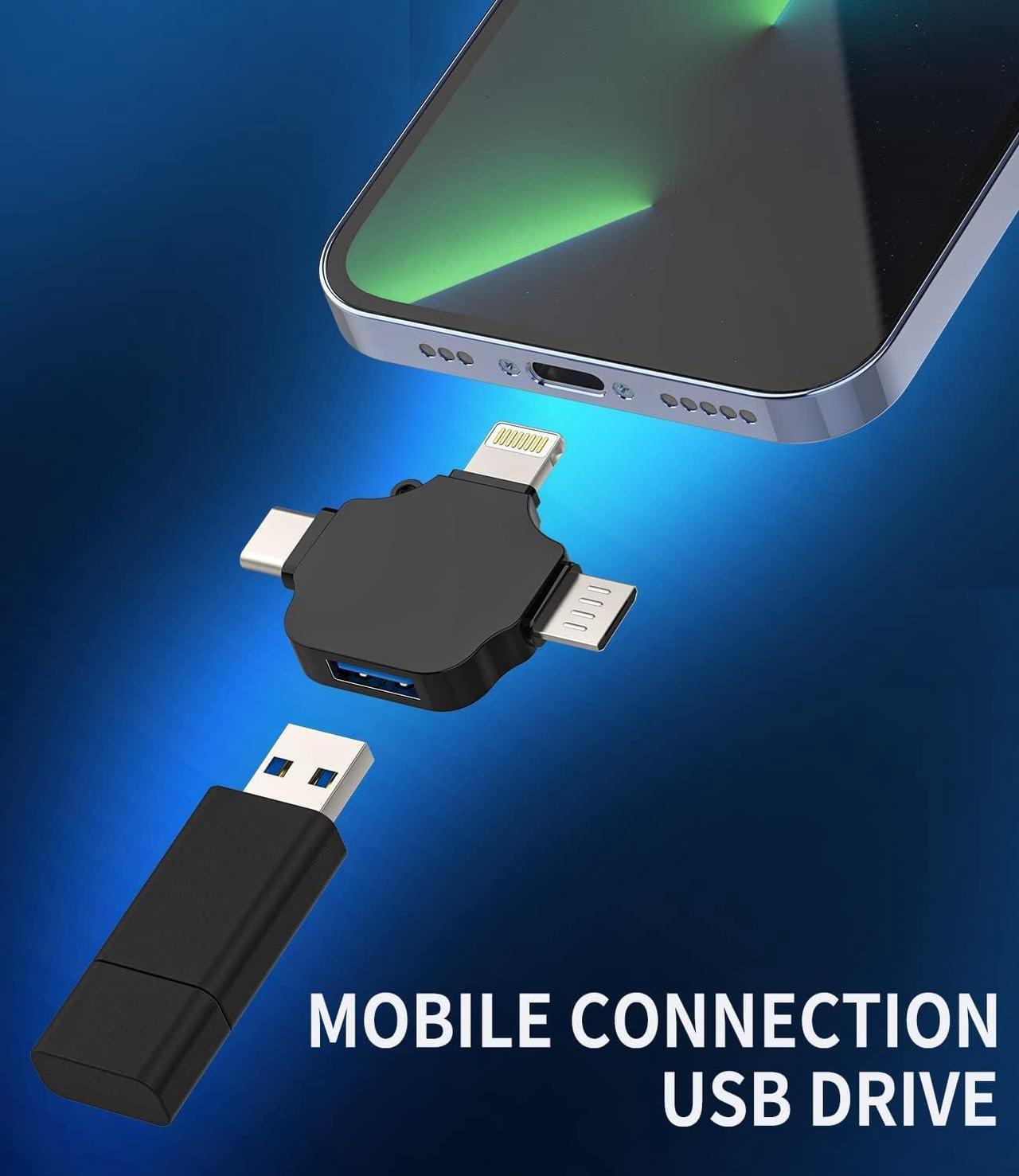 Alt view image 5 of 7 - USB to Lightning Micro USB Type C(3in1) OTG Adapter Compatible for  LG  iPhone15 14 13 12 Pro Max Plus iPad Air Mini Camera Card Reader Keyboard Mouse Flash Drive Android Accessories
