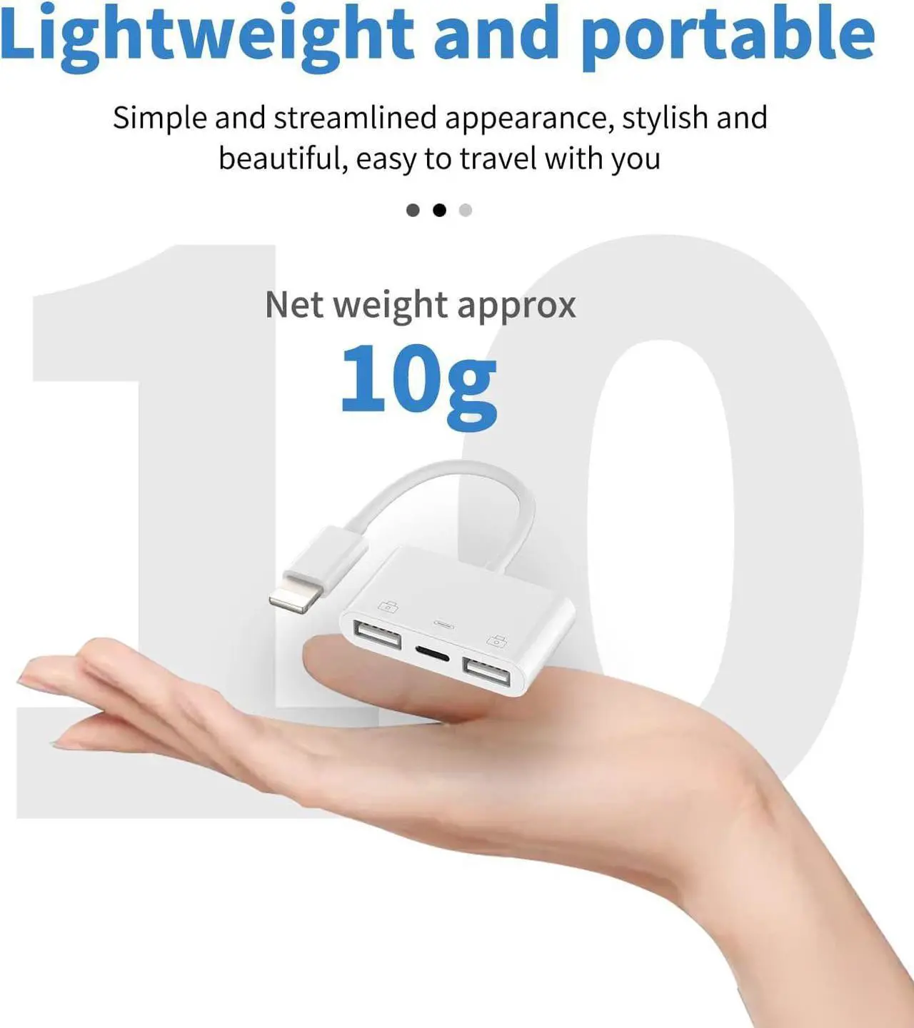 Alt view image 7 of 7 - iPhone OTG Adapter Charger Cable Dongle Lightning Male to Dual USB Female Camera Memory Stick Flash Drive Cord Reader Mouse Keyboard Converter Card Charging Splitter for 14 13 12 11 Pro Max 7 8
