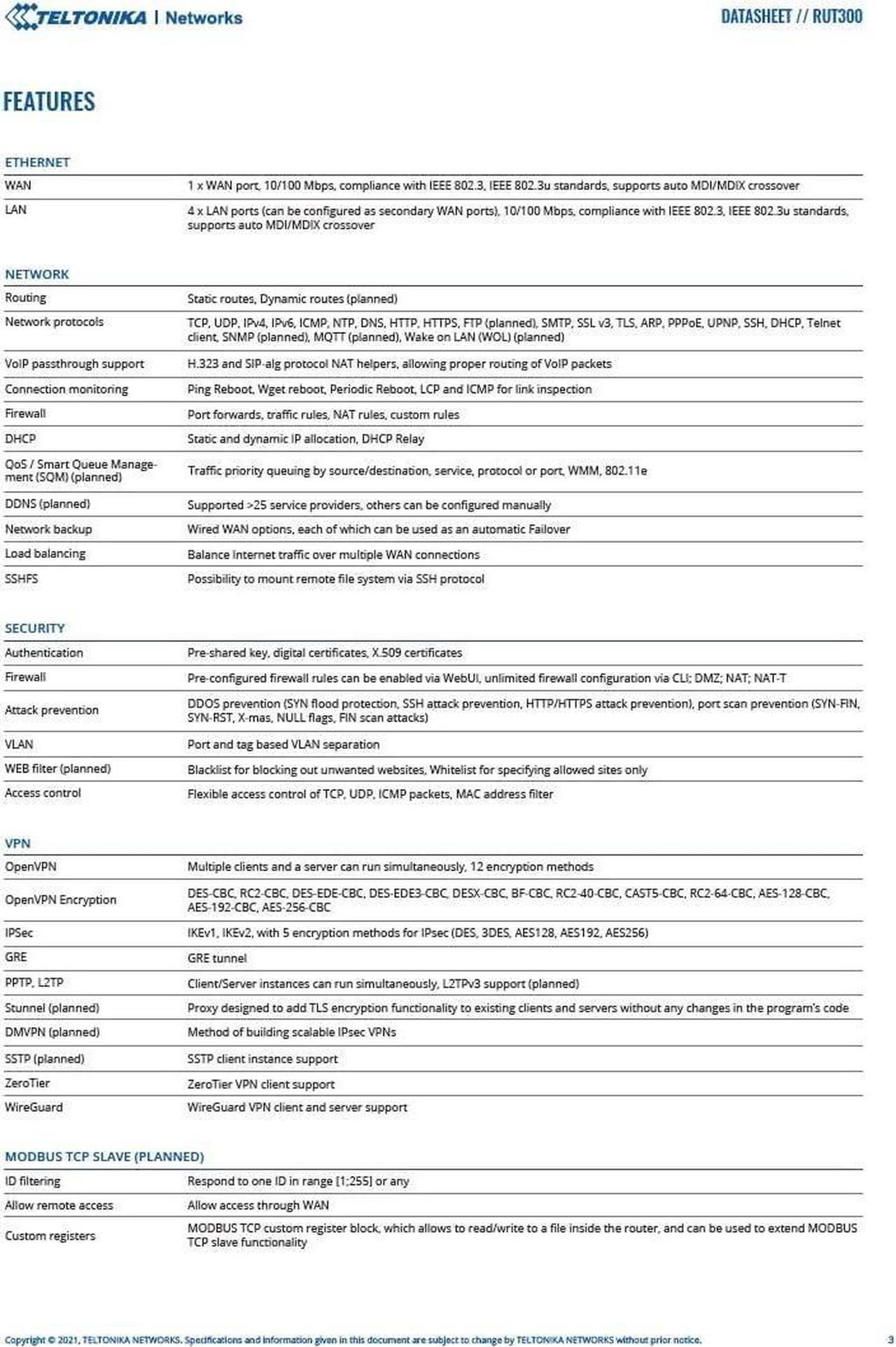 Alt view image 2 of 4 - Teltonika RUT300000100 - RUT300 Industrial Ethernet Router, US Power Supply, 5 RJ45, USB - with DC Power Cable
