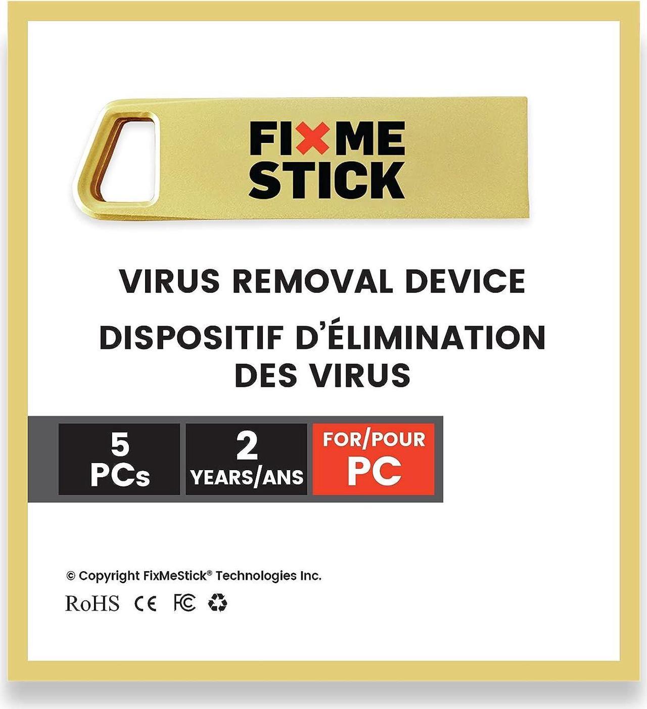 Main image of FixMeStick Gold Computer Virus Removal Stick for Windows PCs - Unlimited Use on Up to 5 Laptops or Desktops for 2 Years - Works with Your Antivirus