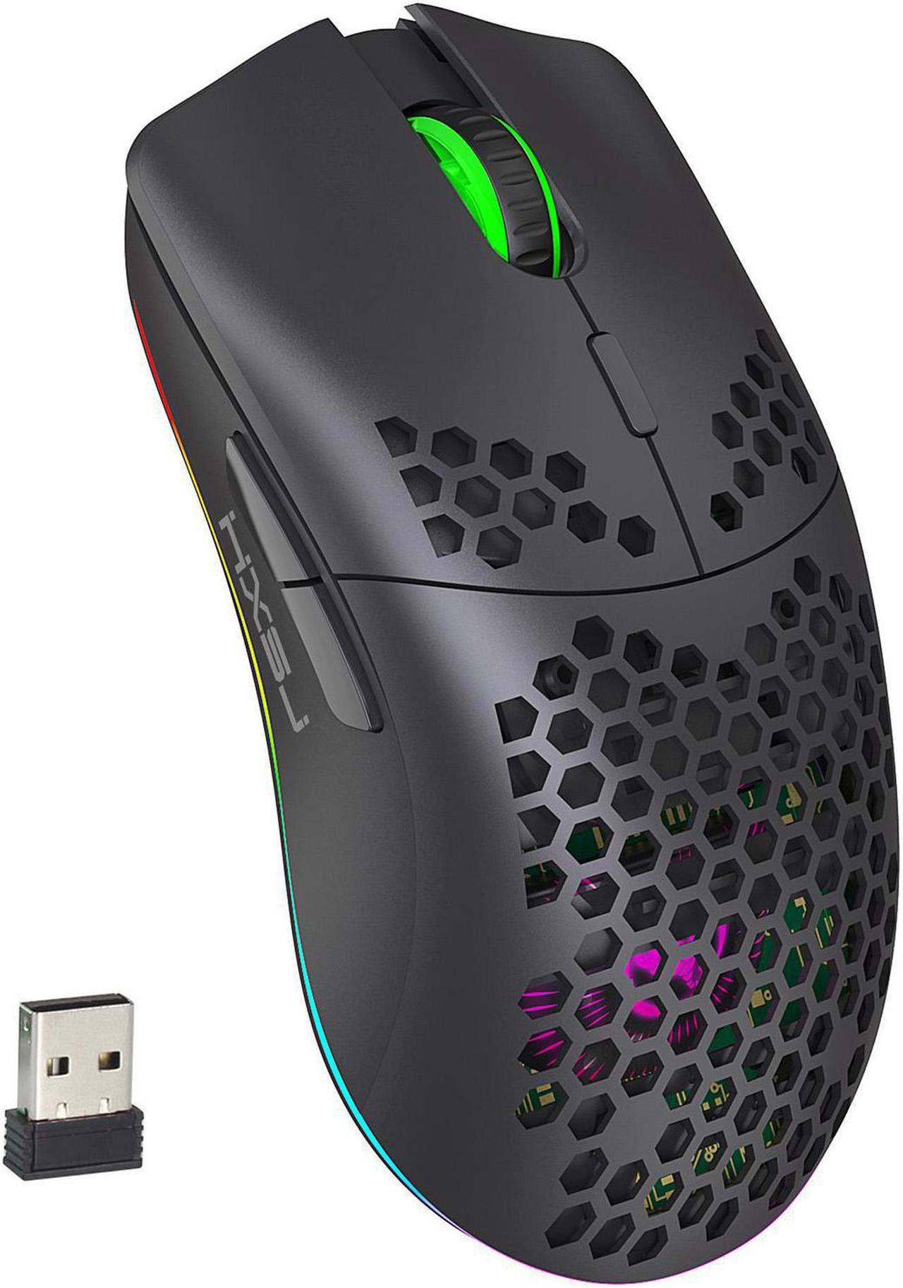 HXSJ T66 RGB 2.4G Wireless Gaming Mouse RGB Lighting Charging Mouse with Adjustable DPI Ergonomic Design for Desktop Laptop Black