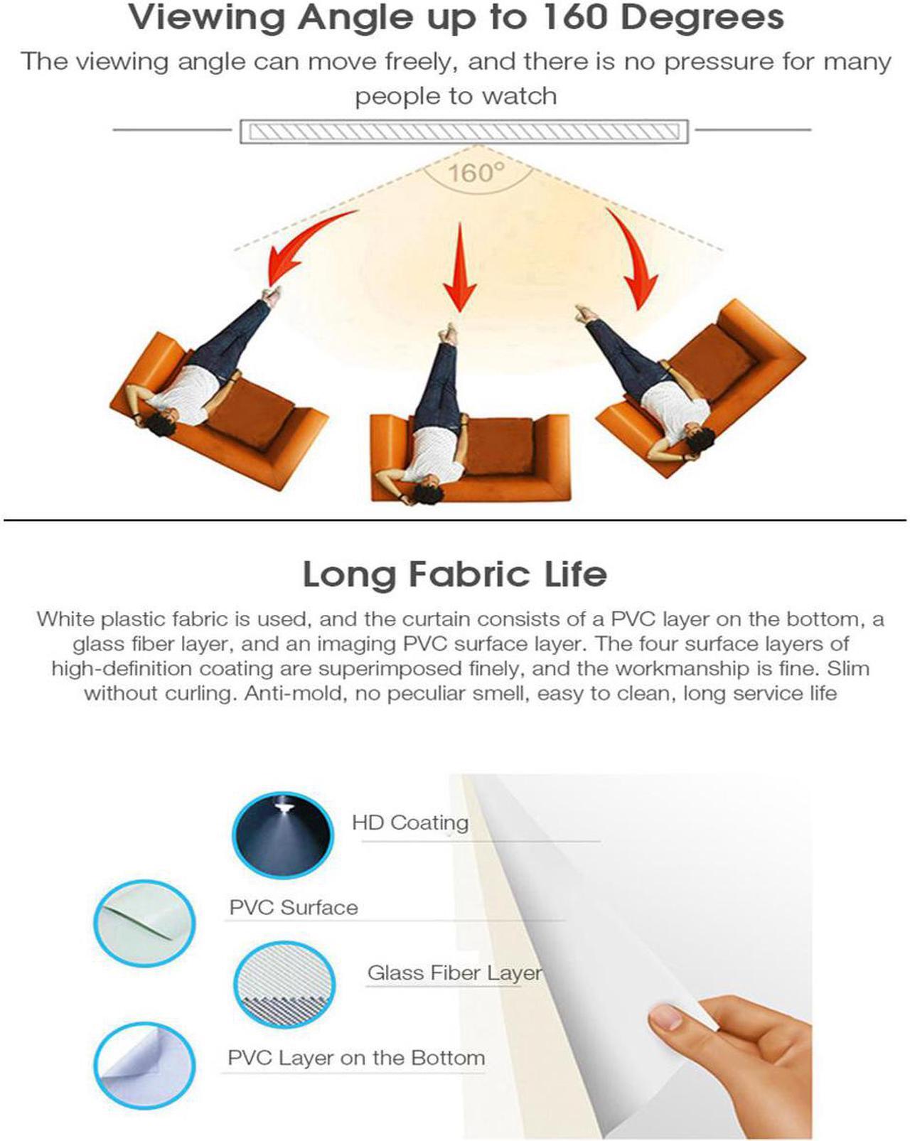 Alt view image 4 of 6 - HD 4K 100" 16:9 Electric White Glass Fiber Projection Screen For 3D LED DLP Projector Home Theater Office HD Projection Curtain