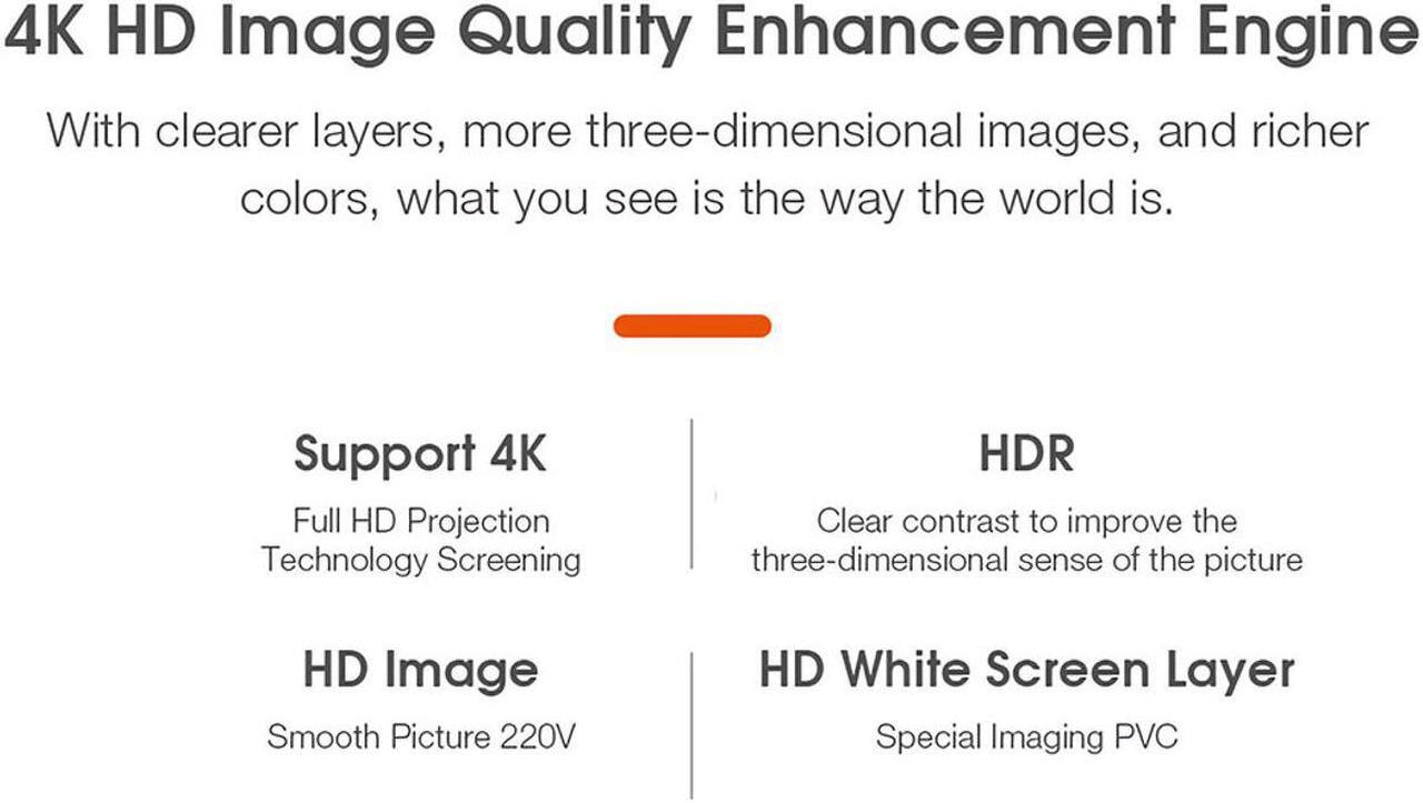 Alt view image 6 of 6 - HD 4K 100" 16:9 Electric White Glass Fiber Projection Screen For 3D LED DLP Projector Home Theater Office HD Projection Curtain