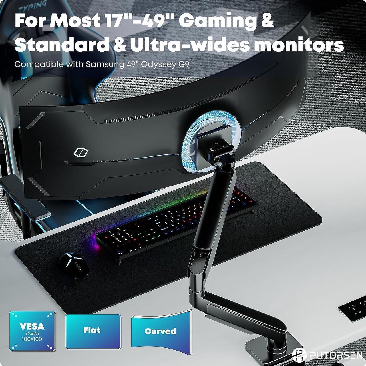 Alt view image 2 of 7 - PUTORSEN 17-49 inch Premium Aluminum Single Monitor Arm