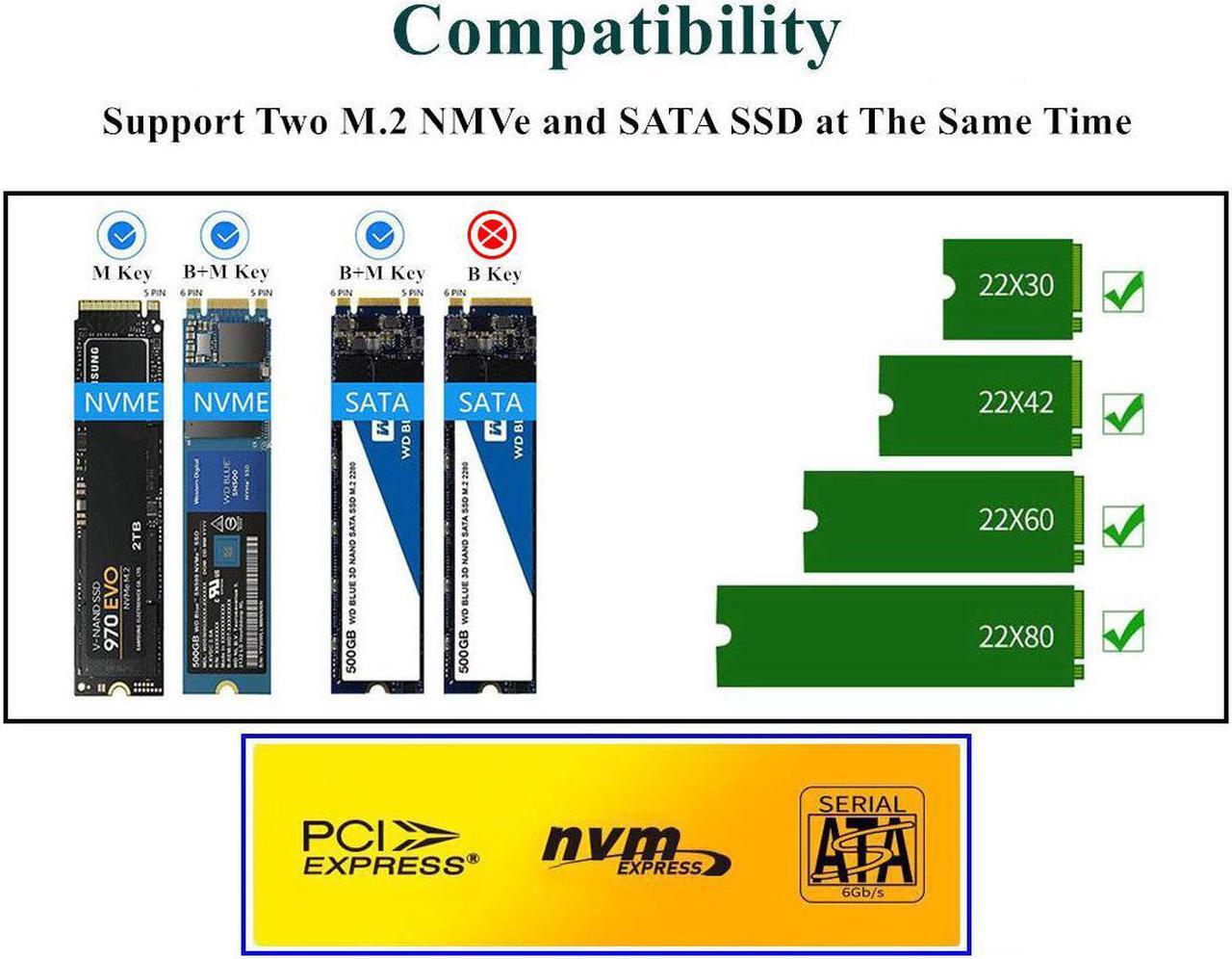 Alt view image 3 of 7 - MAIWO K3016SD NVMe SATA SD 3 Bay SSD Docking Station, 10Gbps M.2 SSD Enclosure Reader Adapter, Compatible SD Express/M.2 NVMe SATA SSD, USB Type C Data Transfer Speed up to 10Gbps