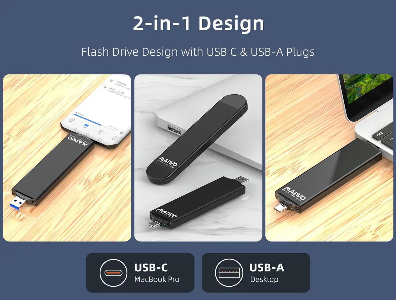 Alt view image 6 of 7 - MAIWO M.2 Enclosure for M.2 SATA NGFF SSD 2 in 1 USB-A & USB C 3.1 Gen 1 to SATA B Key/ B&M-Key External Solid State Drive Enclosure 6Gbps with UASP Compatible with Samsung WD