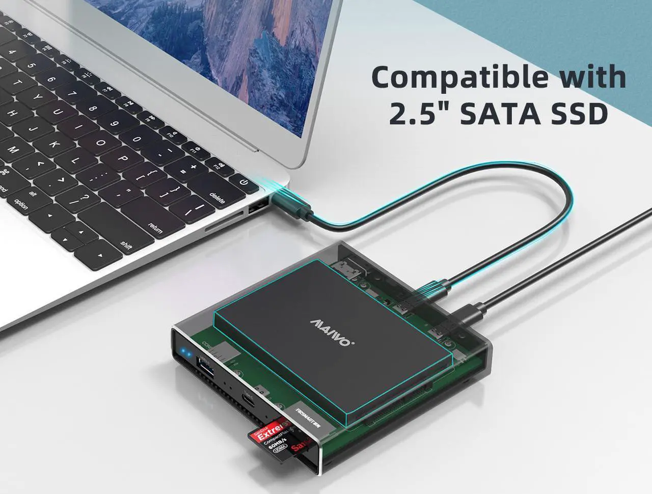 Alt view image 3 of 7 - MAIWO multiple USB 3.0 Type C to 2.5 inch SATA HDD/SSD Hard Drive Enclosure with SD Card Reader and HDMI 4K Display