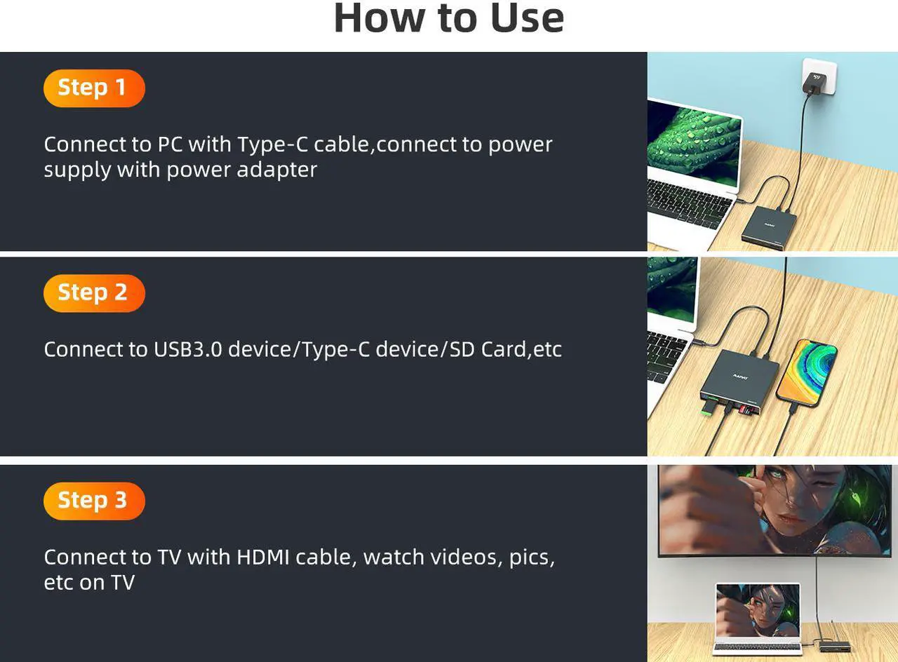 Alt view image 6 of 7 - MAIWO multiple USB 3.0 Type C to 2.5 inch SATA HDD/SSD Hard Drive Enclosure with SD Card Reader and HDMI 4K Display
