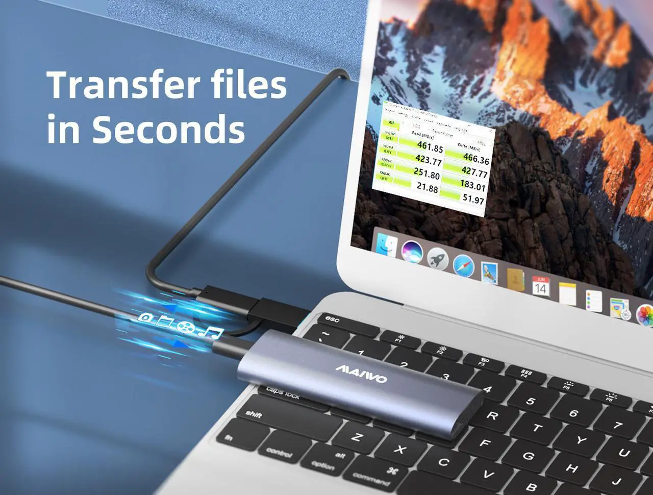 Alt view image 3 of 7 - MAIWO M.2 SATA SSD Hard Drive Enclosure, 6Gbps USB Type-C USB3.1 to SATA Solid State Drive Adapter, Tool Free M.2 SSD Reader for SATA B-Key/B+M Key SSD Size 2230/2242/2260/2280