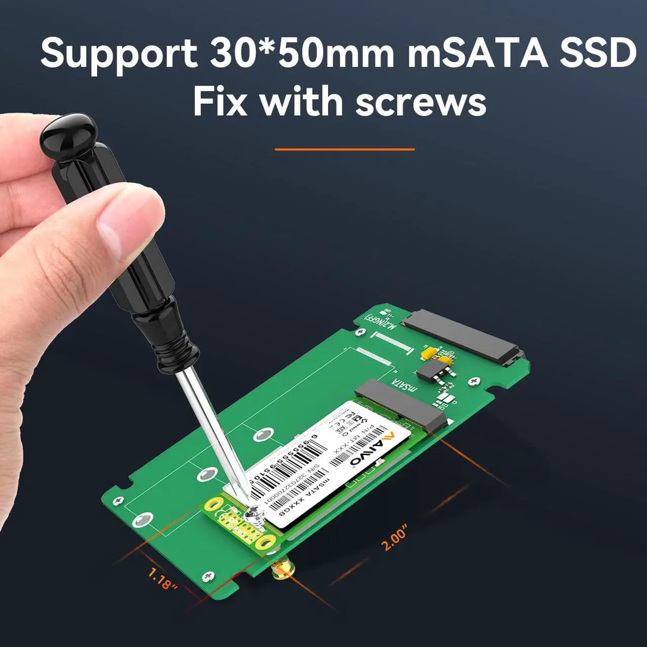 Alt view image 2 of 7 - MAIWO KT031A2 mSATA to 2.5 inch SATA SSD Adapter Add on Card Converter Convertor, Compatible with full mSATA SSD:30*50mm, Compatible for Kingston Transcend Intel Samsung