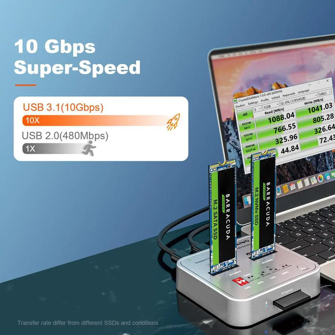 Alt view image 6 of 7 - MAIWO K3016CL M.2 SATA/NVMe Docking Station, USB C 10Gbps Clone Duplicator, with SD Express Card Base, Support Offline Clone and one- Key System Disk Copy
