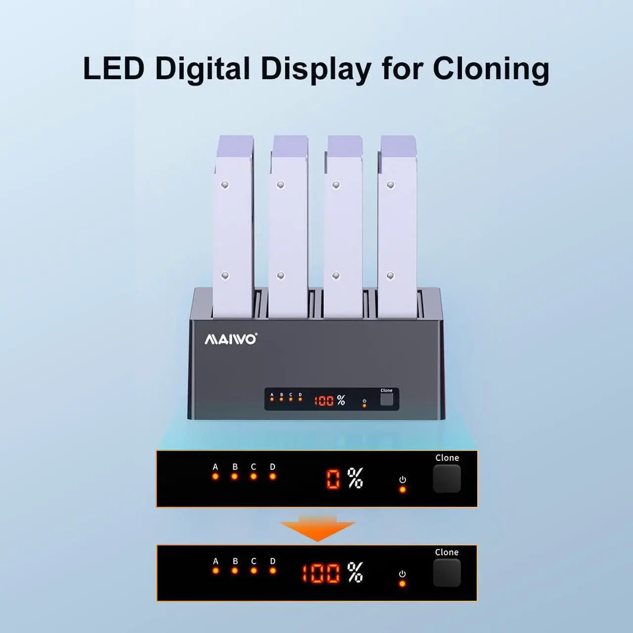 Alt view image 6 of 7 - MAIWO Docking Station 4 Bay for 2.5 3.5 inch SATA External Hard Drive with eSATA Interface, USB 3.0 HDD SSD Cloner Duplicator, 72TB Capacity