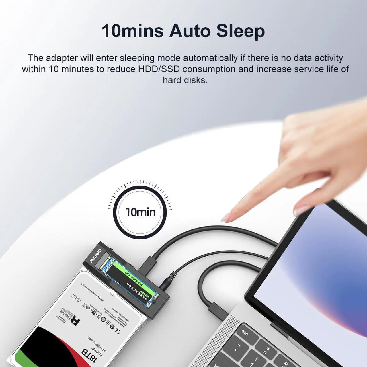 Alt view image 5 of 7 - MAIWO Type C to 2.5'' 3.5'' SATA Adapter to M.2 NVMe SATA Reader, USB3.2 Gen2 Converter for M.2 2.5/3.5 Hard Drive (Up to 18TB)