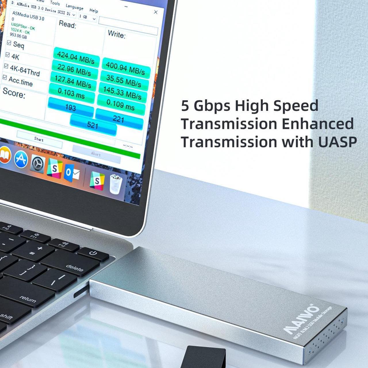 Alt view image 3 of 7 - MAIWO USB 3.0 to M.2 SATA NGFF SSD Enclosure Reader for M+B Key SATA Hard Drive, Applicable to SSD Size 2230 / 2242 / 2260 / 2280
