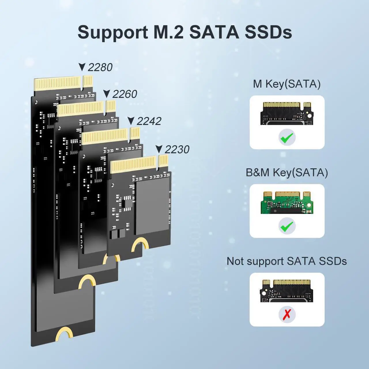Alt view image 2 of 7 - MAIWO Dual Bay External Hard Drive Enclosure for M.2 SATA SSD Hard Disk with B Key & B+M Key, SATA M.2 SSD Duplicator/Cloner, USB Type C to M.2 SATA SSD Enclosure Adapter,Up to 5Gbps
