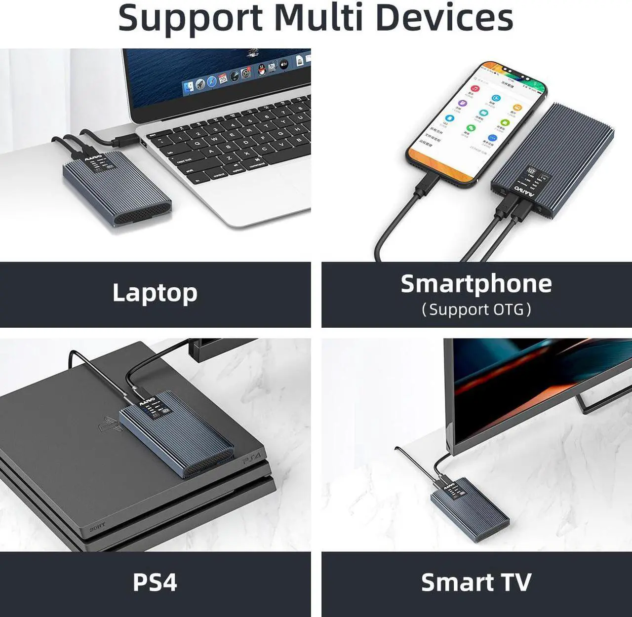Alt view image 7 of 7 - MAIWO Dual Bay External Hard Drive Enclosure for M.2 SATA SSD Hard Disk with B Key & B+M Key, SATA M.2 SSD Duplicator/Cloner, USB Type C to M.2 SATA SSD Enclosure Adapter,Up to 5Gbps