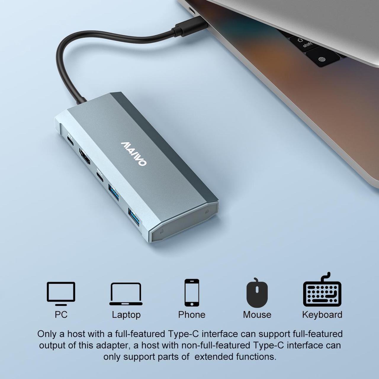 Alt view image 6 of 7 - MAIWO 6in1 USB C Docking Station and M.2 NVMe SSD Enclosure, Multi-Port USB-C Hub Adapter with 4K HD, USB 3.0 Ports, 100W PD Power Delivery, Type-C Enclosure for M.2 PCIe NVMe and SATA SSDs Size 2280