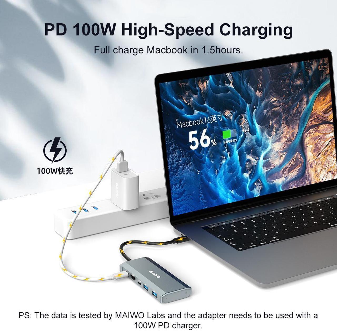 Alt view image 4 of 7 - MAIWO 6in1 USB C Docking Station and M.2 NVMe SSD Enclosure, Multi-Port USB-C Hub Adapter with 4K HD, USB 3.0 Ports, 100W PD Power Delivery, Type-C Enclosure for M.2 PCIe NVMe and SATA SSDs Size 2280