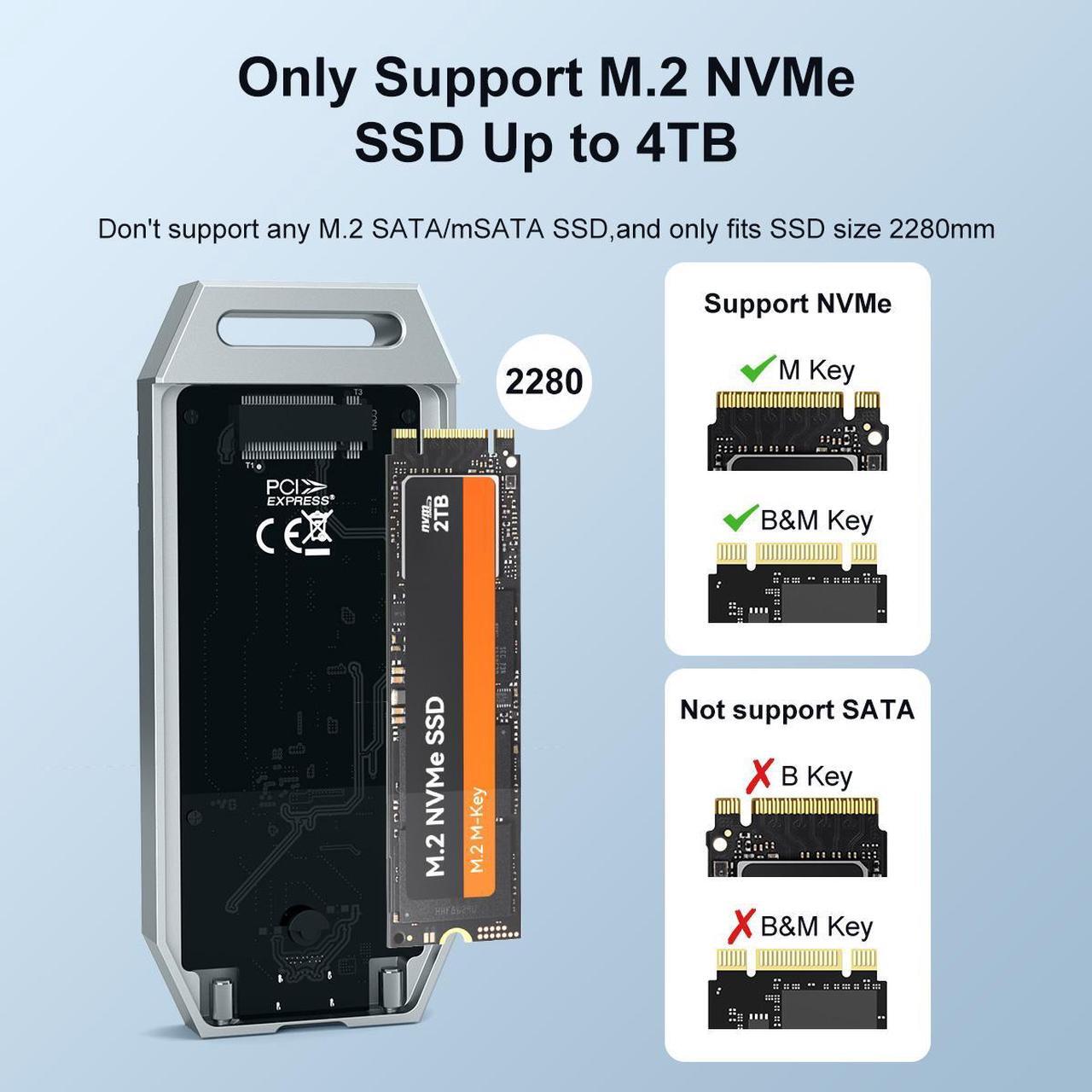 Alt view image 4 of 6 - MAIWO USB4.0 40Gbps NVMe SSD Enclosure for M1 M2 Pro/Max, Compatible with Thunderbolt 4/3 USB4.0/3.2/3.1/3.0/2.0, 8TB Capacity, Support M.2 NVMe M-Key M+B-Key 2280mm, Tool Free Case