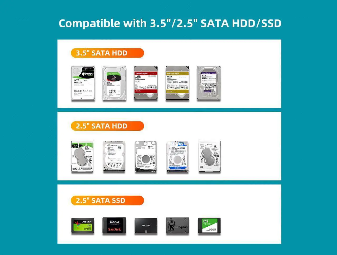 Alt view image 5 of 7 - MAIWO 8 Bay Hard Drive RAID Enclosure for 2.5/3.5 inch SATA SSD/HDD, 8 Raid Modes, 128TB Capacity, USB-C/eSATA to External Hard Disk Docking Station DAS with Build-in Fan & Smart Temperature System