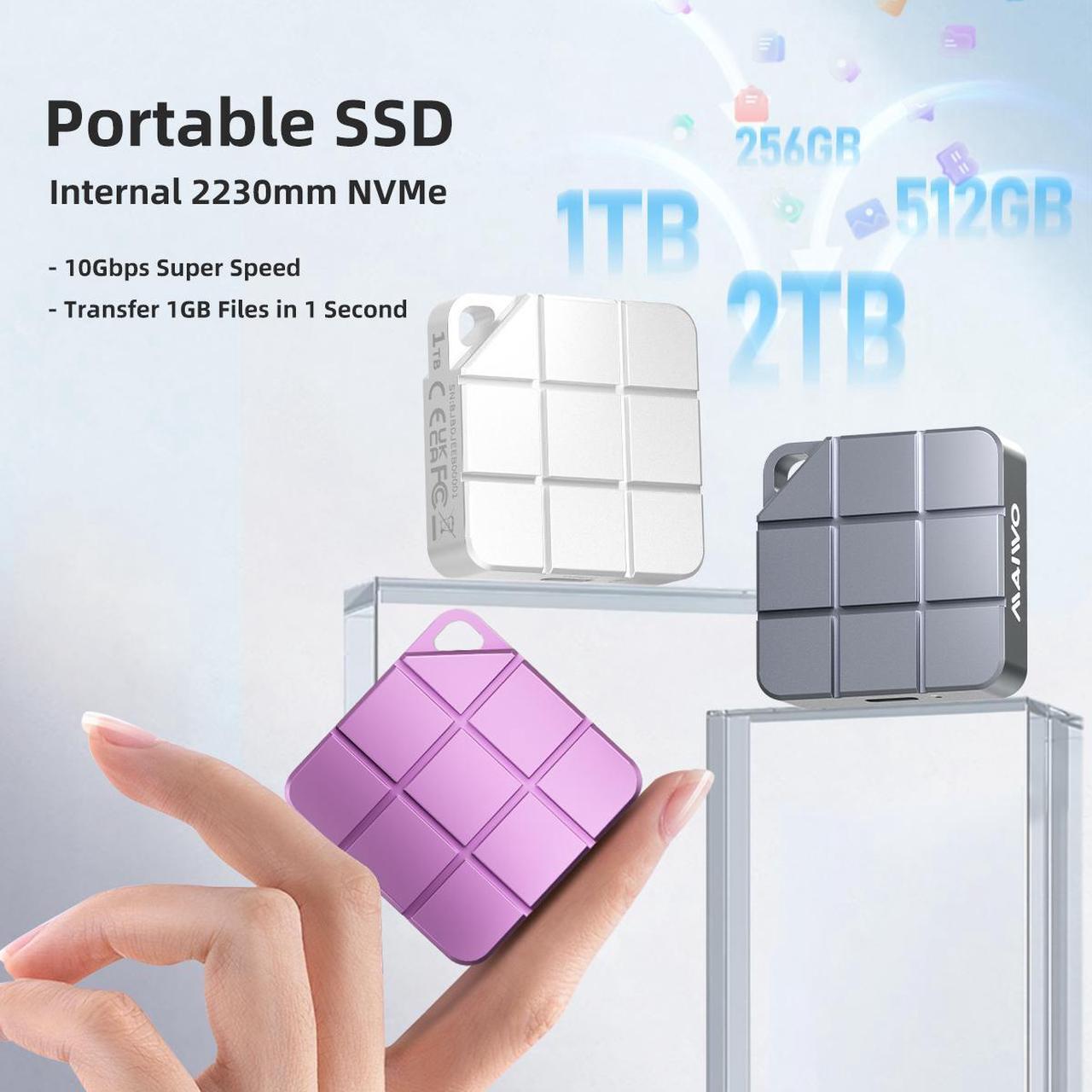 Alt view image 5 of 6 - MAIWO 1TB Portable SSD External Solid State Drive, USB 3.2 GEN 2 Type-C Up to 1050MB/s, Mini PSSD for iPhone 15 Pro Max MacBook Pro PS5, Aluminum (Silver) 1TB Pink