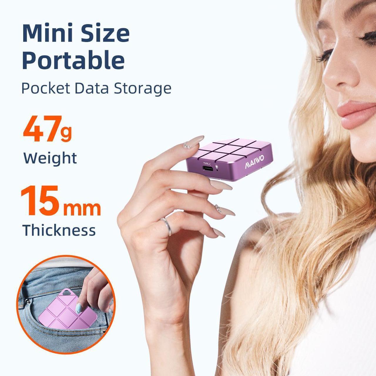Alt view image 4 of 6 - MAIWO 1TB Portable SSD External Solid State Drive, USB 3.2 GEN 2 Type-C Up to 1050MB/s, Mini PSSD for iPhone 15 Pro Max MacBook Pro PS5, Aluminum (Silver) 1TB Pink