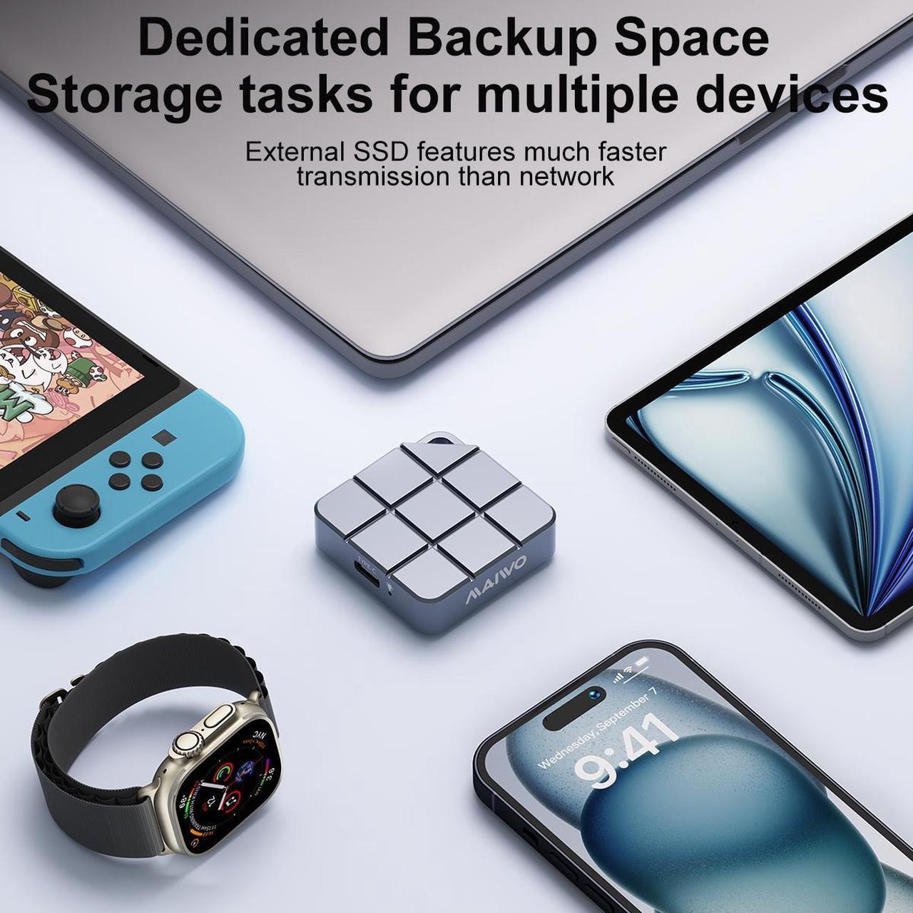 Alt view image 4 of 6 - MAIWO 1TB Portable SSD External Solid State Drive, USB 3.2 GEN 2 Type-C Up to 1050MB/s, Mini PSSD for iPhone 15 Pro Max MacBook Pro PS5, Aluminum (Silver) 1TB Gray